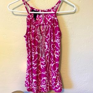 Pink/white flowy tank top